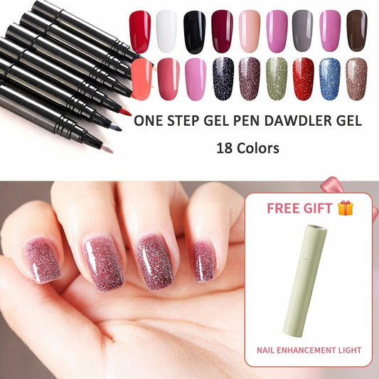 💅 ✨ One Step Nagel Gel Penna 🎨 Gratis Handhållen Mini UV-Nagellampa 💡