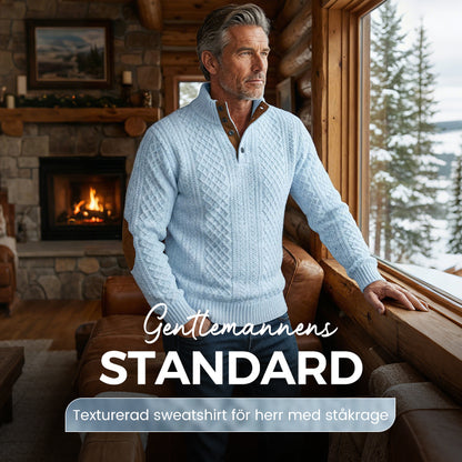 Texturerad sweatshirt för herr med ståkrage