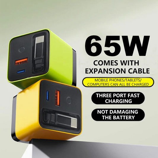 65W snabbladdare med 80 cm indragbar Type-C-kabel