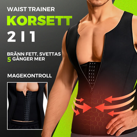 Korsett midjetränare med dragkedja för män