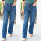 Stretchjeans med vida ben och hög midja för kvinnor
