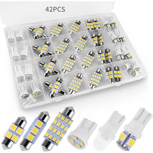 🔥42 bitar interiörbilampor, superljus vit tak- och bakre lampa kit