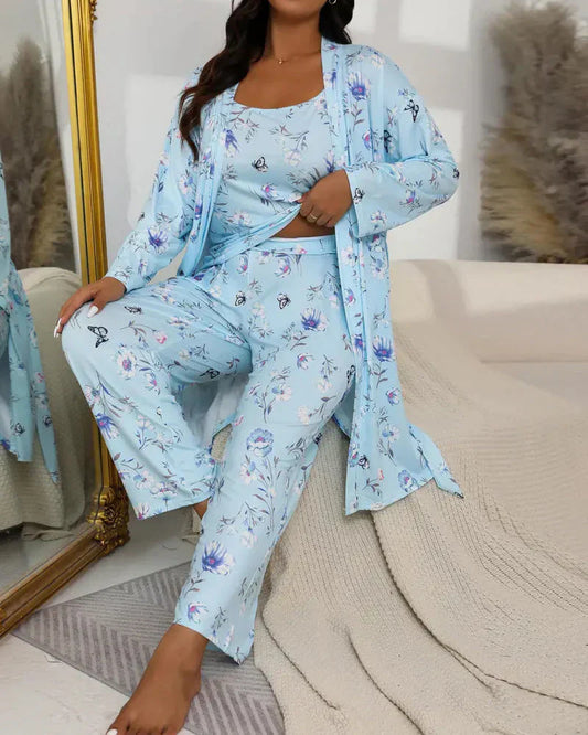 🎄 Julrea 50 % REA🔥🔥ÖVER 20K SÅLDA!!🧥 🛌 Bekväm 3-delad pyjamassätt – badrock, skjorta och långbyxor | Perfekt för avslappnade kvällar och gåva 🌟