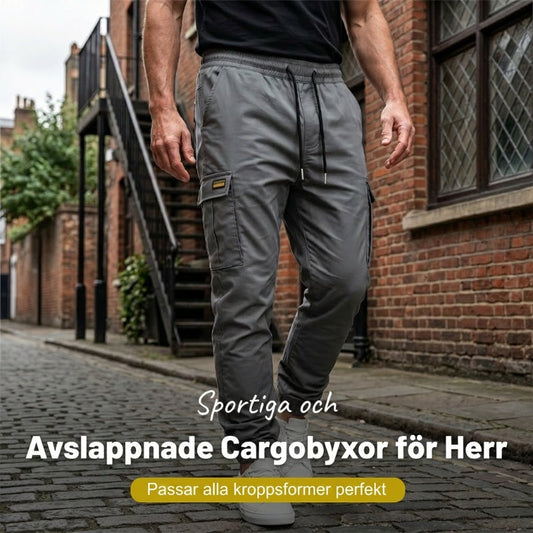 Casual cargobyxor för män med dragsko