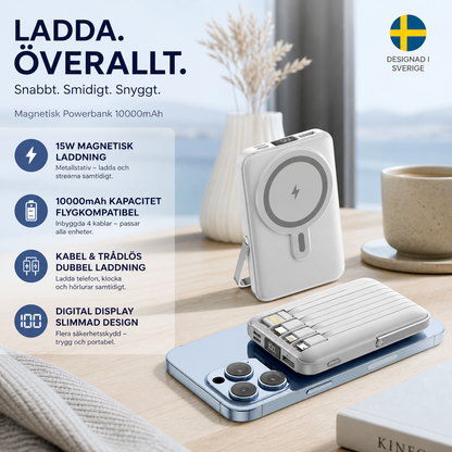 🔥 50% RABATT! 🔋Magnetisk snabbladdande powerbank med stativ