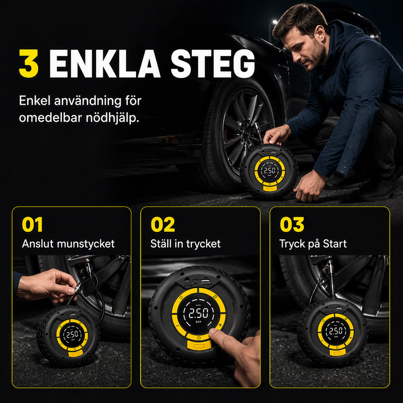 🔋 50 % RABATT NU! 💨 2-i-1: Starthjälp + däckpump – kraftfull, kompakt & pålitlig bärbar kompressor – perfekt för nödsituationer på vägen 🛠️
