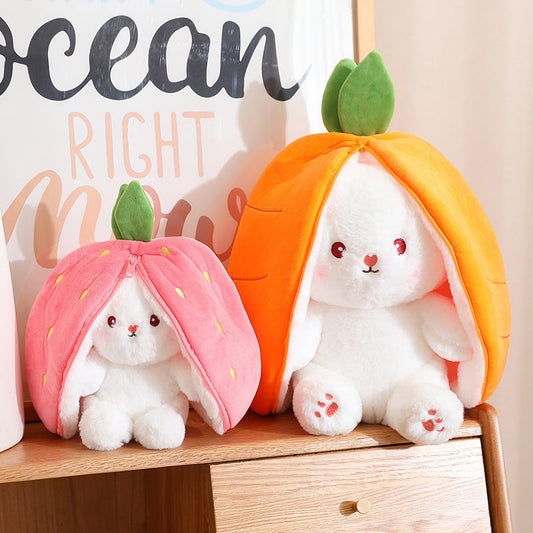 🔥Strawberry Bunny förvandlades till en liten kanin 🎀 Fruktdocka plyschleksak 🐰