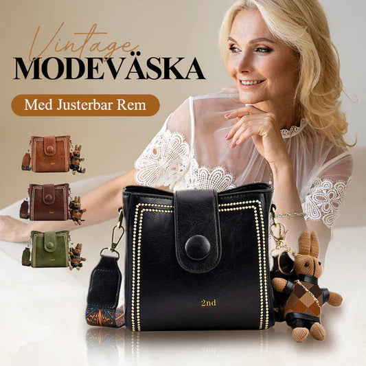 🔥 Vintageväska med Justerbar Bredare Axelrem