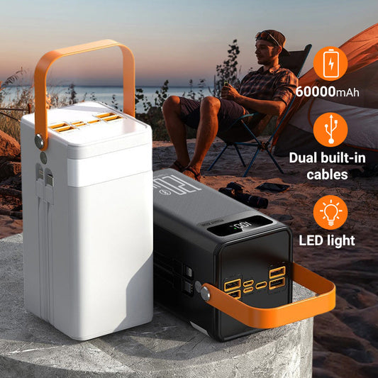 💥 50 % RABATT! ⛺✈Fri frakt🚀 Lätt powerbank med LED-ljus – snabbladdning, flera USB-portar & perfekt för mobil, surfplatta & kamera under resan 🎒