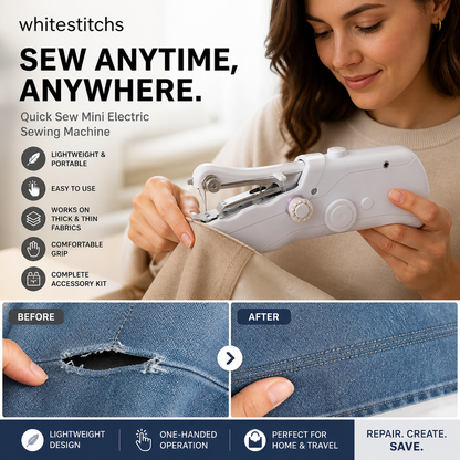 🧵 Mini elektrisk symaskin – lätt, bärbar och enkel att använda! ✨