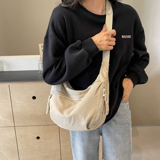 😍Designer Direct Sales👜Kvinnor Mode Plain Color Nylon Crossbody Hobo Bag