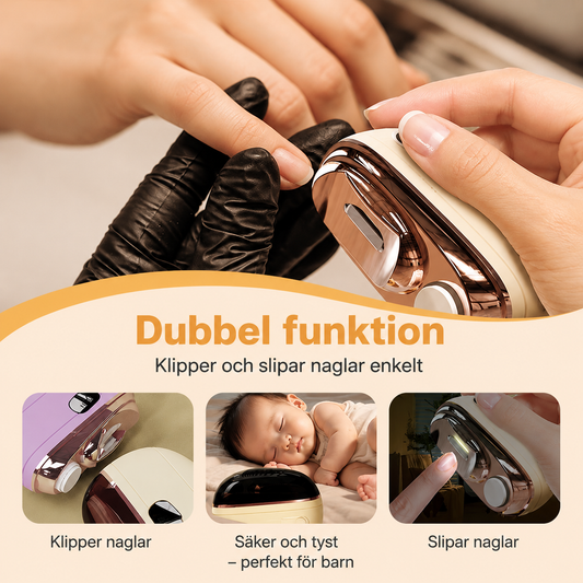 ✂️ 50% RABATT NU! 2‑i‑1 säker elektrisk nagelklippare – klipp & slipa på samma gång – med anti‑kläm, LED‑ljus & skonsam 360° slipning 🛡️💅