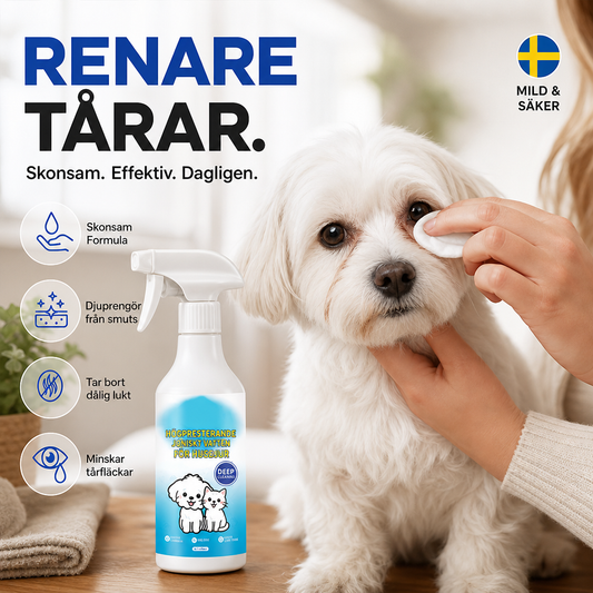 ✨ Slipp mörka tårfläckar runt ögonen – skonsam jonvattenspray för hund & katt 🐾