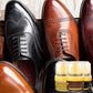 👞 KÖP 1 FÅR 1 GRATIS! ✨ LÄDERRESTOERINGSKRÄM - Återställer Färg & Reparerar Repor, Djupconditionering för Skor och Väskor, Enkel Applicering med Börste 🧽✨