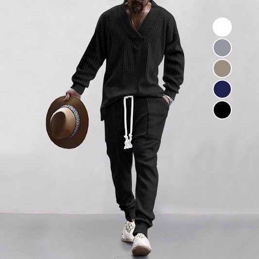 💥Anlände idag - 49%💥 2-Delat Herrset Bestående av Baggy Sweatshirt med V-Ringning och Joggingbyxor