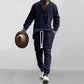 💥Anlände idag - 49%💥 2-Delat Herrset Bestående av Baggy Sweatshirt med V-Ringning och Joggingbyxor