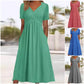 👗💙 50% RABATT IDAG! ✨ Damernas V-ringad kortärmad långklänning 🌸 Elegant flytande passform, bekvämt tyg och avslappnad vardagsstil