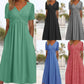 👗💙 50% RABATT IDAG! ✨ Damernas V-ringad kortärmad långklänning 🌸 Elegant flytande passform, bekvämt tyg och avslappnad vardagsstil