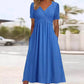 👗💙 50% RABATT IDAG! ✨ Damernas V-ringad kortärmad långklänning 🌸 Elegant flytande passform, bekvämt tyg och avslappnad vardagsstil