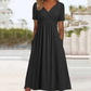 👗💙 50% RABATT IDAG! ✨ Damernas V-ringad kortärmad långklänning 🌸 Elegant flytande passform, bekvämt tyg och avslappnad vardagsstil