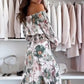 💖 Blommig Off-Shoulder Top & 💖 Maxikjol Tvådelad Set