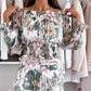 💖 Blommig Off-Shoulder Top & 💖 Maxikjol Tvådelad Set