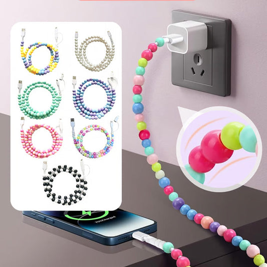 🌈2-In-1 USB till typ-C ＆ Belysning Pärlbeströdd laddningsslad