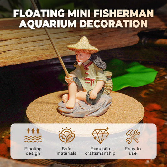 🎣 Flytande Mini-Fiskare Akvariumdekoration
