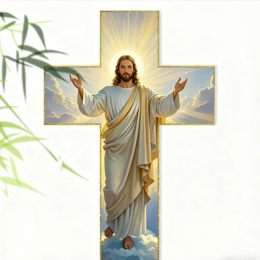 ✝️✨Retro Jesus Kristus Väggkors - Vintage Trädesign med Religiös Symbolik för Andligt Heminredning 🕊️🌟