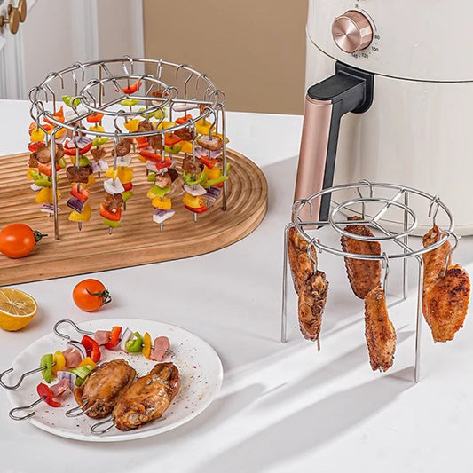 🥩 316 Rostfritt Stål Air Fryer Grillgaller-Set - 8 Grillspett med Värmebeständiga Handskar för Hälsosam Matlagning 🍢