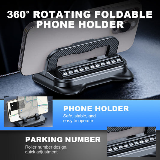 📱 50% RABATT NU! ✨ 360° roterande vikbar telefonhållare - Universell kompatibilitet med halkfri bas för skrivbord, bil och resor 🚗💻