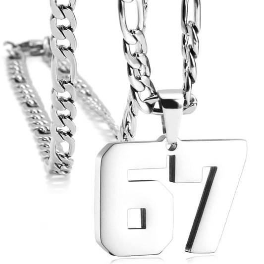 🔥Hett Rea✨ 67 Nummer Hängsmycke Halsband – Modeuttryck, 925 Sterling Silver & Presentask 💎🎁