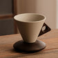 Vintage kaffemugg med trähandtag och träfat