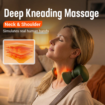 💆 50 % RABATT NU! 🔥 Bärbar hals- och axelmassage med 3D-massagehuvuden – 3 lägen, värmeterapi & tyst motor för djup lindring ✨