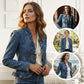 🧥 50% RABATT NU! 🌸 Dam Denimjacka med Volang & Öppen Framsida – Lättviktig & Feminin – Mångsidig & Chic 👗