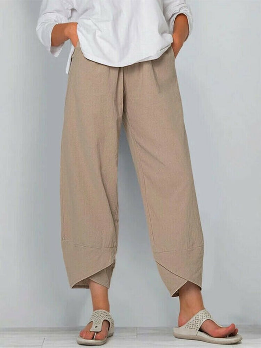 👖 50% RABATT ✨ | Asymmetriska Vintagebyxor – Elastisk Midja & Praktiska Fickor
