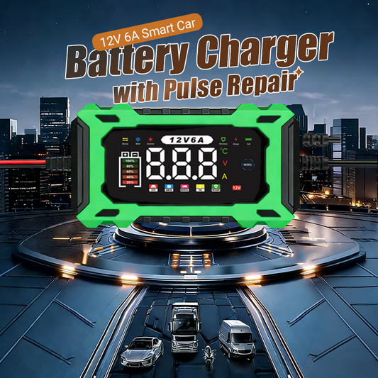 🔋50 % RABATT!🚗Smart bilbatteriladdare 12 V 6 A – Impulsreparationsfunktion, LCD-skärm och maximal säkerhet 🛡️