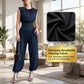 💎 -50 % på elegant jumpsuit med hög midja！💎 Vadderade axlar, korsettmidja och dramatiskt högt slits för ett kraftfullt uttryck✨
