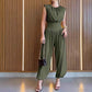 💎 -50 % på elegant jumpsuit med hög midja！💎 Vadderade axlar, korsettmidja och dramatiskt högt slits för ett kraftfullt uttryck✨