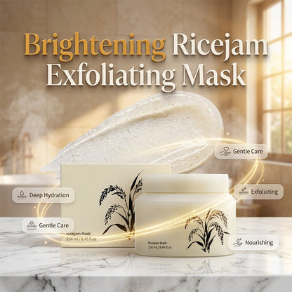 Ansiktsmask med ris för lyster, återfuktning och peeling