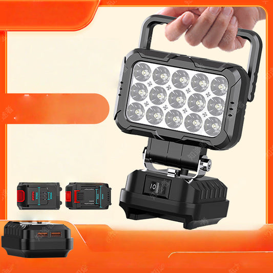 🌞Välkommen våren med 50% rabatt!💡180° roterande LED-arbetslampa – med dubbel USB-powerbankfunktion, robust & trådlös, universell batterikompatibilitet. Perfekt för garage, byggen och camping.