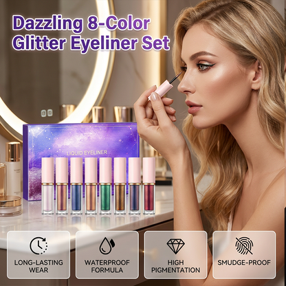 Glitter eyeliner-set med 8 färger