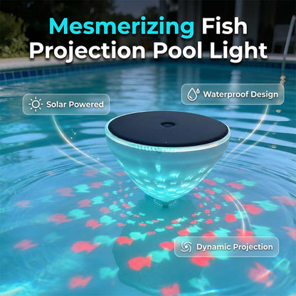 🌊🌞Sommarrea - 50% rabatt!! 🌟Soldriven flytande poollampa med fiskformad projektor