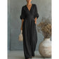 🔥 50% RABATT 👗 Elegant dam-jumpsuit med V-ringning ✨ hög midja & vida ben – smickrande, luftig & perfekt för sommarstil 🌿