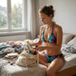 Färgglad bikini med halterneck och fjärilsmönster