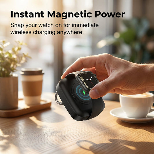 ⌚🔋 Powerbank för smartklockor – trådlös laddare, 1200 mAh, kompakt och snygg!