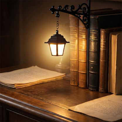 Miniatyr retro gatlykta bokstöd lampa