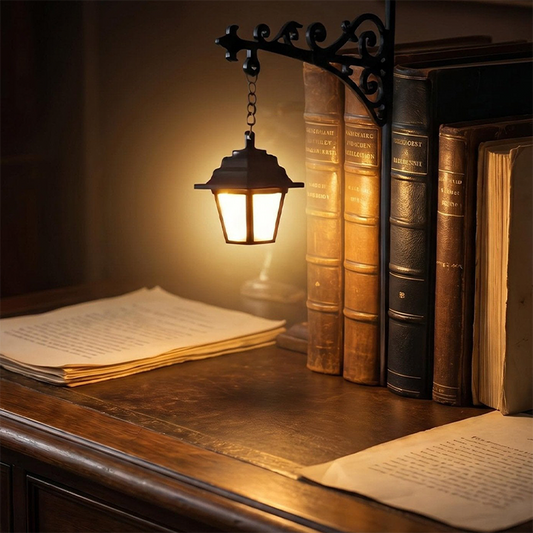 Miniatyr retro gatlykta bokstöd lampa