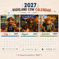 🐮2027 Highlandko Väggkalender – Rolig A4 Kalender för Hemmet | Designad av Isabel Kline🎨📆