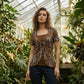 Damernas leopardmönstrad O-ring falsk tvådelad t-shirt